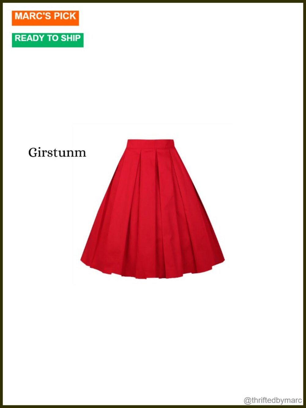 Pleated Vintage A-Line Midi Skirt High Waist Zipper Pockets - Picture 6 of 6